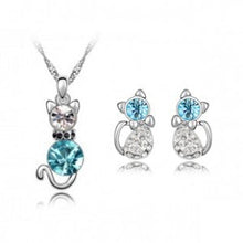 Load image into Gallery viewer, Retail Romantic Engagement Silver Plated Cute Cat Jewelry Sets
