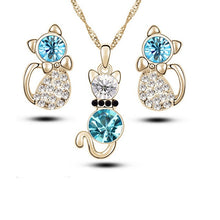 Load image into Gallery viewer, Retail Romantic Engagement Silver Plated Cute Cat Jewelry Sets