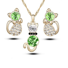 Load image into Gallery viewer, Retail Romantic Engagement Silver Plated Cute Cat Jewelry Sets