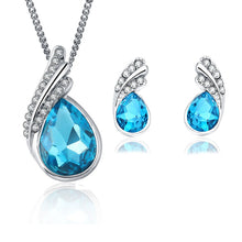 Load image into Gallery viewer, 2019 Crystal Water drop Stud Earrings Pendants Necklace jewelry sets