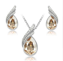 Load image into Gallery viewer, 2019 Crystal Water drop Stud Earrings Pendants Necklace jewelry sets