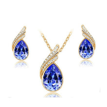 Load image into Gallery viewer, 2019 Crystal Water drop Stud Earrings Pendants Necklace jewelry sets