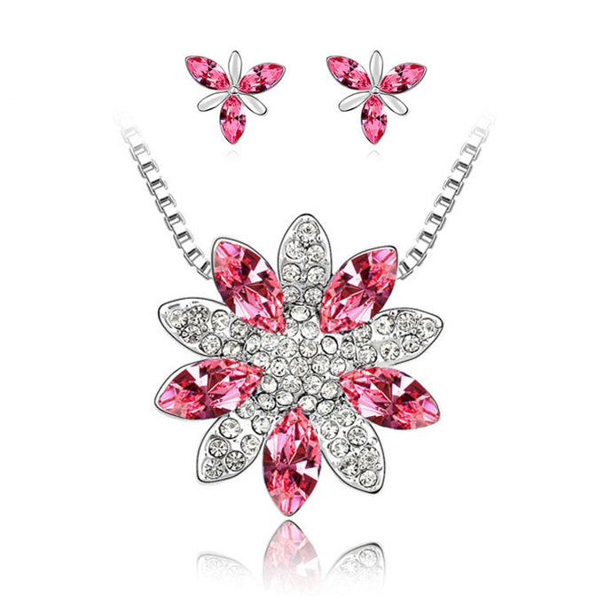 Fashion Snowflake austrian crystal nacklace earrings Jewelry