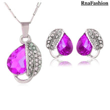 Load image into Gallery viewer, 2019 Crystal Leaf Pendant Jewelry Sets necklace earrings