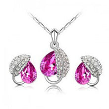 Load image into Gallery viewer, 2019 Crystal Leaf Pendant Jewelry Sets necklace earrings