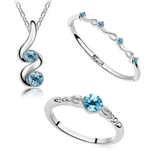 Load image into Gallery viewer, Crystal Water Drop Silver Plate Jewelry Sets