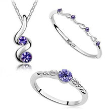 Load image into Gallery viewer, Crystal Water Drop Silver Plate Jewelry Sets