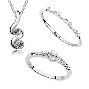 Crystal Water Drop Silver Plate Jewelry Sets