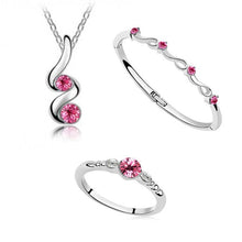 Load image into Gallery viewer, Crystal Water Drop Silver Plate Jewelry Sets
