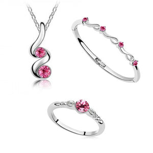 Crystal Water Drop Silver Plate Jewelry Sets