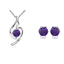 Load image into Gallery viewer, 2019 Austria Crystal Purple &amp; White Czech Zirconia Earrings Pendant Necklace Jewelry