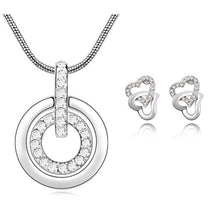 Load image into Gallery viewer, Austria Rhinestone Crystal Heart Ring Pendant Necklace &amp; Stud Earring