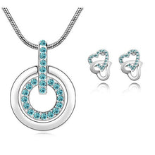 Load image into Gallery viewer, Austria Rhinestone Crystal Heart Ring Pendant Necklace &amp; Stud Earring